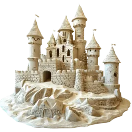 a sand castle on a white background