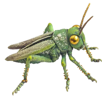 a green grasshopper insect on a white background