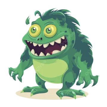 a cartoon green monster with big eyes and a big grin on his face