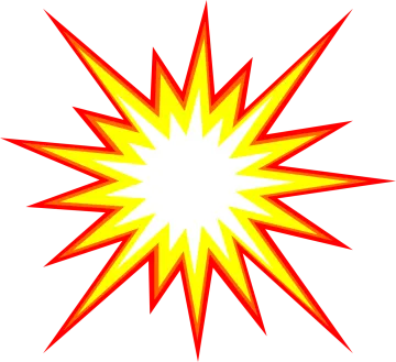 a yellow star burst on a white background