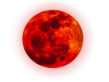 a red moon on a white background