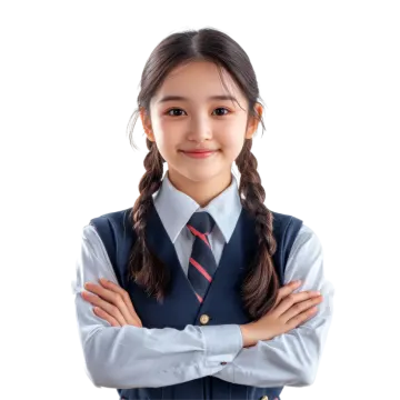 a young girl wearing a school uniform