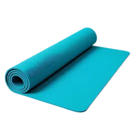 a blue yoga mat on a white background