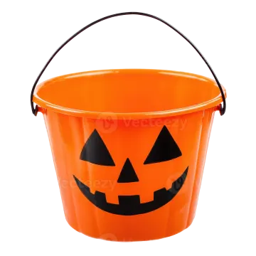 an orange bucket with a jack and jack face on it