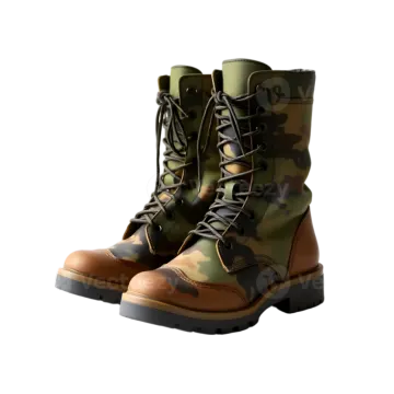 a pair of military boots on a white background