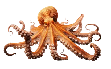 an octopus is standing on its hinds