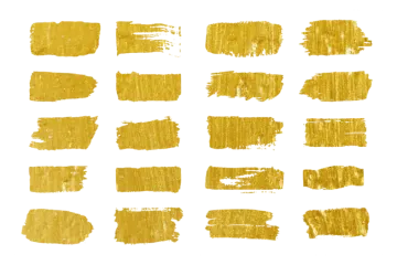 a set of gold paint strokes