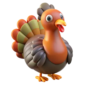 a cartoon turkey is standing in front of the camera