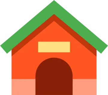 a dog house with a green roof