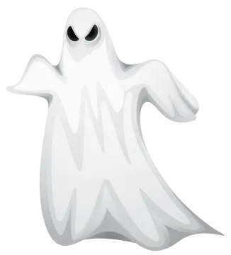 a white ghost with its arms spread out