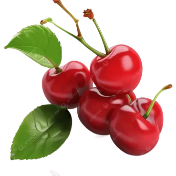 three chers with green leaves on a white background