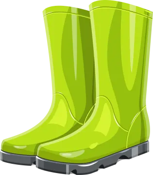 a pair of green rain boots
