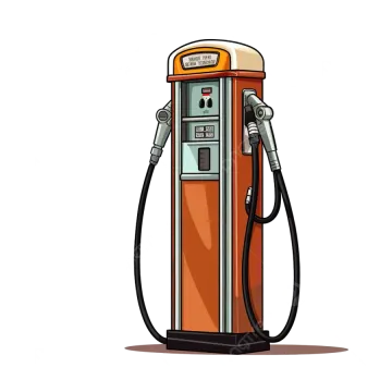 an orange gas pump on a white background