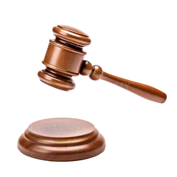 a wooden judge's gave on a white background