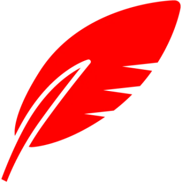 a red feather on a white background