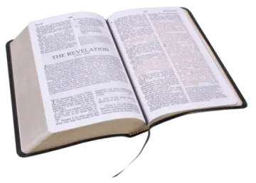 an open bible on a white background