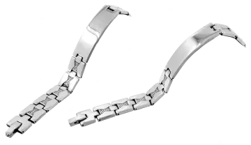 a pair of stainless bracelets