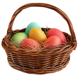 a basket filled with colorful easter eggs