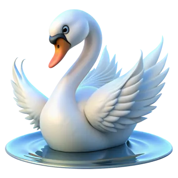 a white swan floating on top of water