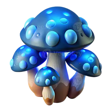 a blue mushroom on a white background