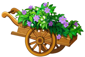 a wooden wheel with flowers in it