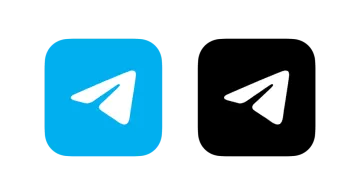 a black and blue icon with an arrow in the middle