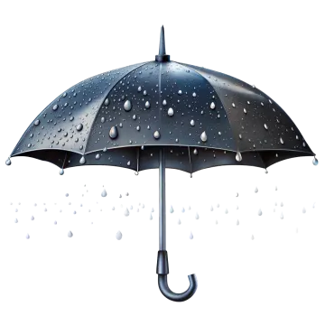 a black umbrella with water drops