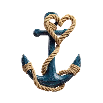 an anchor with rope on a white background