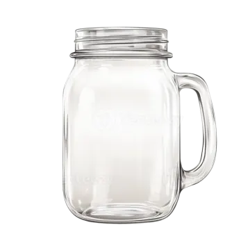 a glass mason jar with a handle