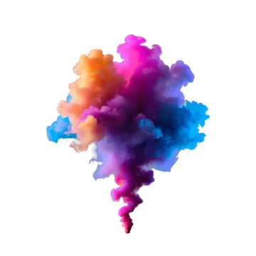 colorful smoke cloud isolated on white background
