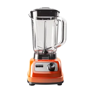 an orange blender on a white background