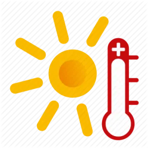 a thermometer with a sun behind it