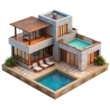 a 3d rendering of a modern house