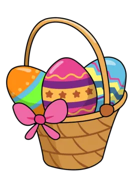an easter basket with eggs and a bow