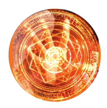 an orange circle with a golden star in the center