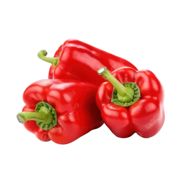 three red peppers on a white background