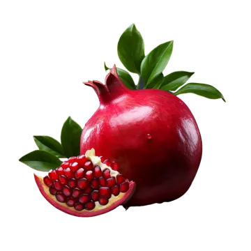 a red pome with green leaves on it