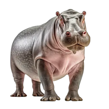 a hippo is standing and looking at the camera