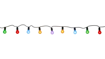 a string of christmas lights on white background