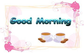 a picture of two cups of coffee with the words good morning