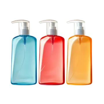 three bottles of hand soap on white background