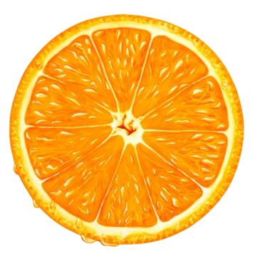 an orange cut in half on a white background