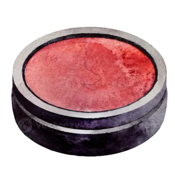 a watercolor painting of a red and black circle