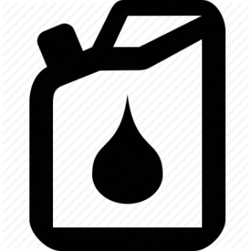 a black and white icon of an oil canister
