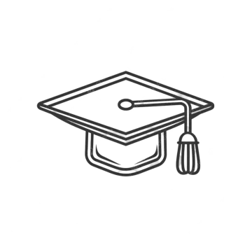 a black and white graduation cap icon