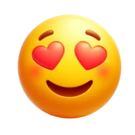 a smiley face with hearts in the eyes