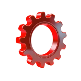 a red gear wheel on white background