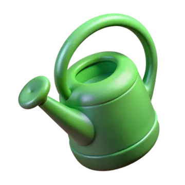 a green watering pot on a white background