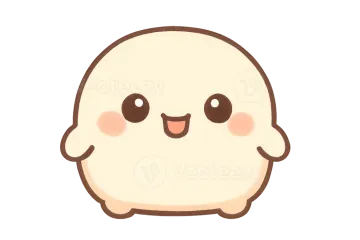 a cartoon character with a white face and brown eyes