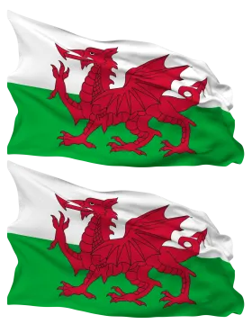 two flags with the flag of wales
